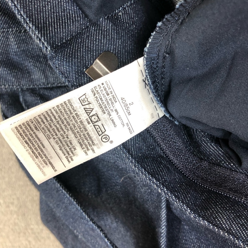 banana republic preppy Belted Denim dark wash wide leg cropped jumpsuit size 2 - Picture 7 of 11